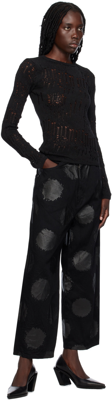 Y's Black Printed Jeans
