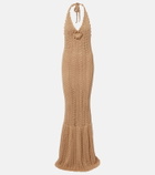 Elie Saab Floral-appliqué crochet cotton maxi dress
