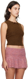 GUIZIO Brown Heart Scallop Vest