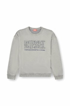 Diesel Cotton sweatshirt with appliqué logo - Sweaters Mens in Grey