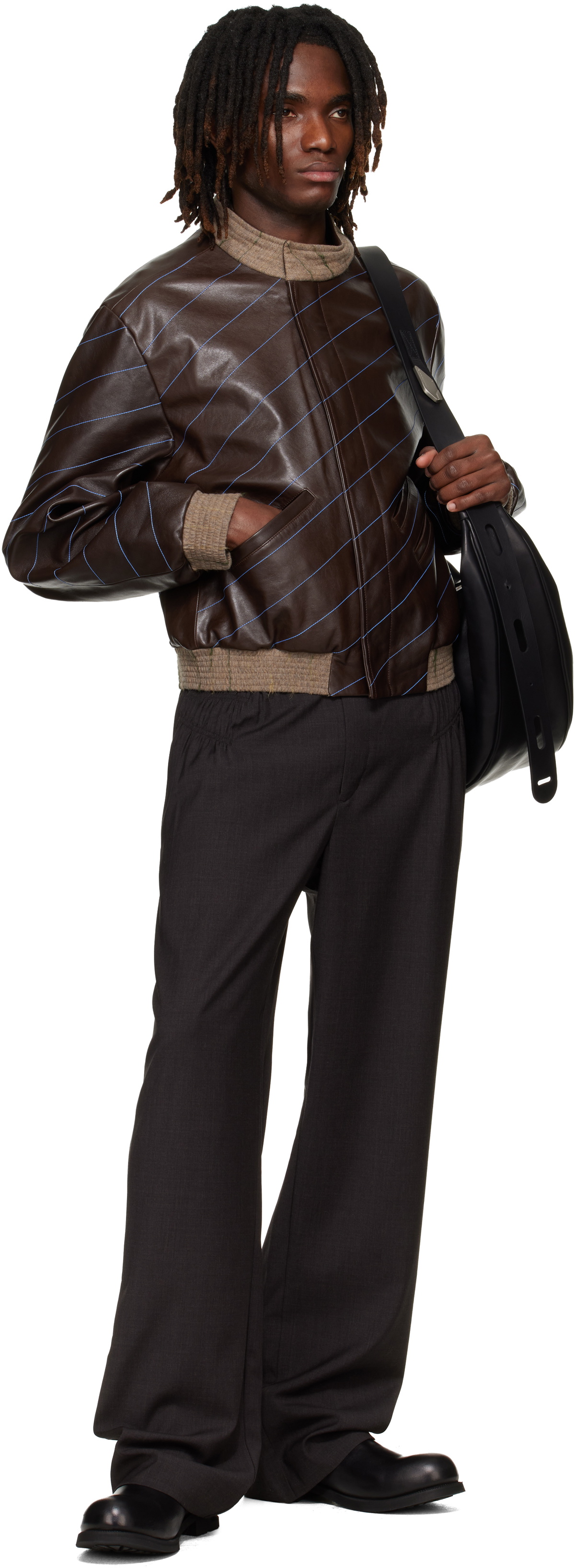 Kiko Kostadinov Brown Tarhos Leather Jacket