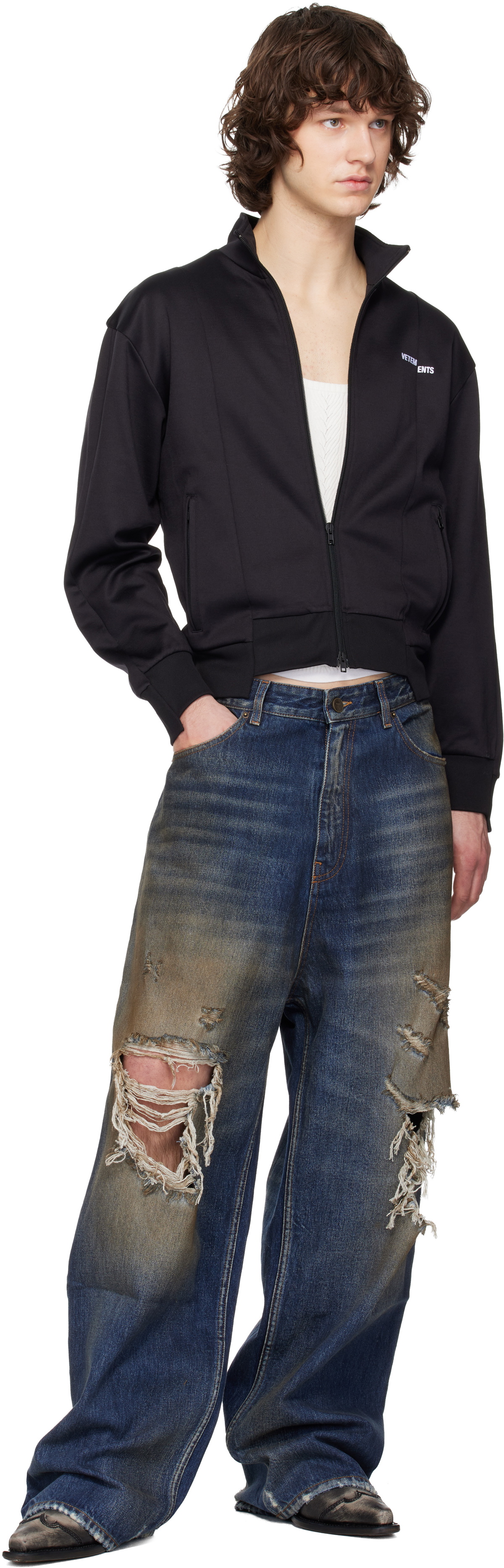 VETEMENTS Blue Trashed Jeans