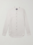 GIORGIO ARMANI - Grandad-Collar Striped Jacquard Shirt - Neutrals