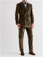 Etro - Double-Breasted Printed Cotton-Blend Velvet Suit Jacket - Brown