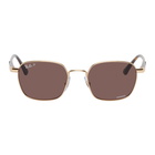 Ray-Ban Gold and Tortoiseshell Metal Square Sunglasses