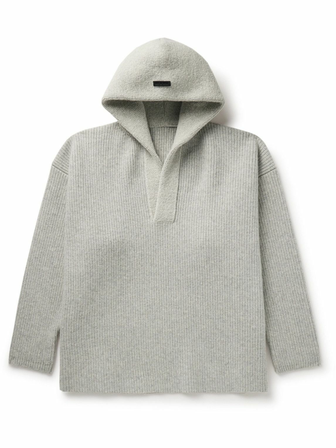 Photo: Fear of God - Oversized Ribbed Virgin Wool-Blend Hoodie - Gray
