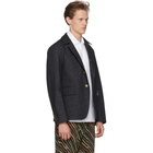 Thom Browne Blue Denim Throw On Cutaway Blazer