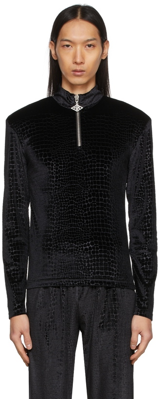 Photo: Han Kjobenhavn Black Sharp Long Sleeve Half-Zip Pullover