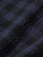 Altea - Button-Down Collar Checked Cotton-Blend Seersucker Shirt - Blue