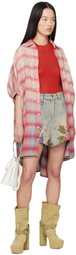 R13 Pink Plaid Oversized Boxy Shirt Minidress