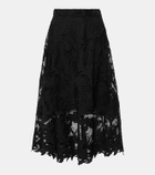 Oscar de la Renta Floral guipure lace midi skirt