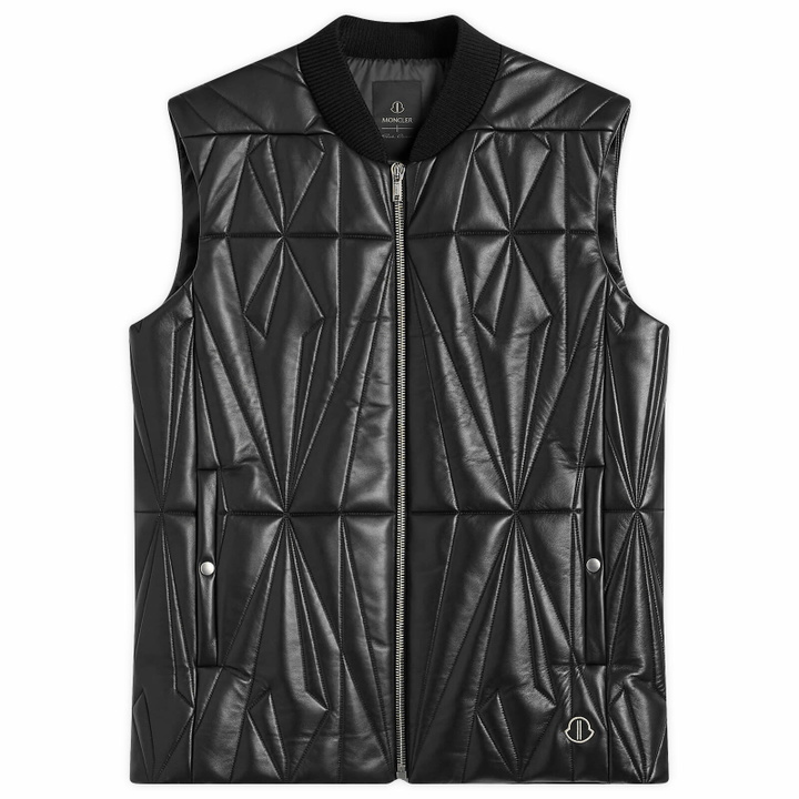 Photo: Rick Owens x Moncler Geocamo Flight Leather Vest in Black