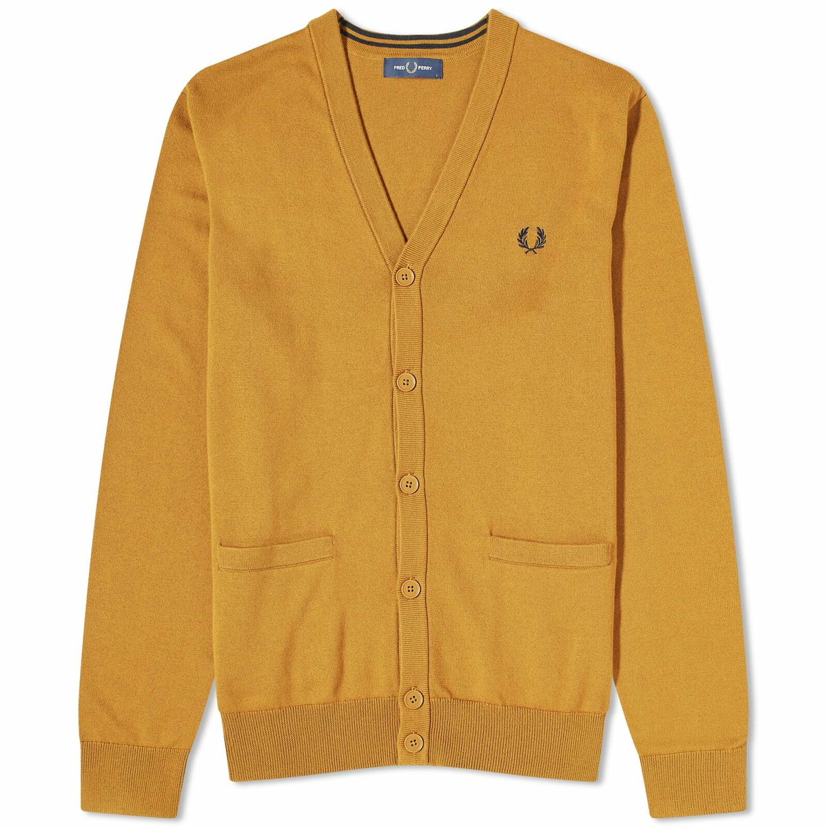 Fred Perry Men's Merino Cardigan in Dark Caramel Fred Perry