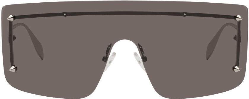 Alexander McQueen Silver Spike Studs Mask Sunglasses