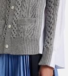 Sacai Cable-knit wool and poplin cardigan