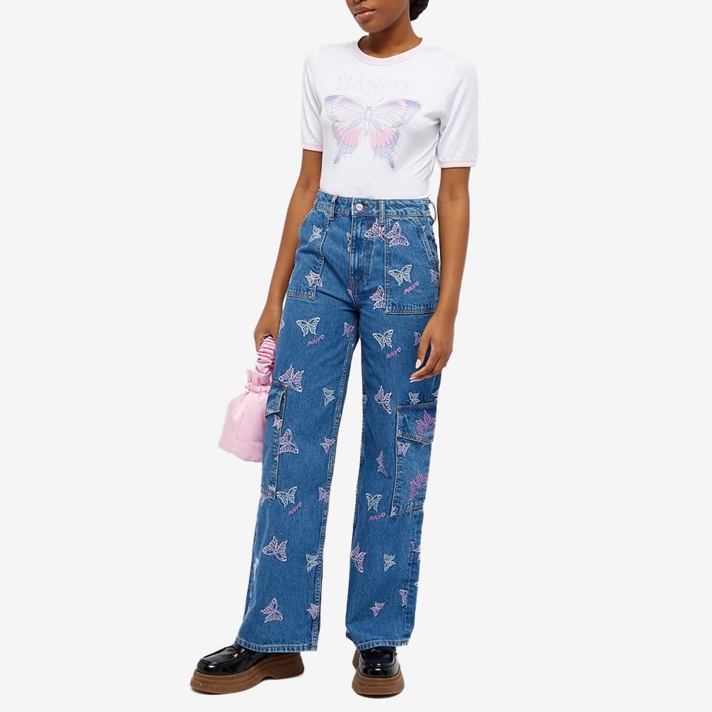 GANNI Women's Butterfly Logo Fitted T-Shirt in Bright White