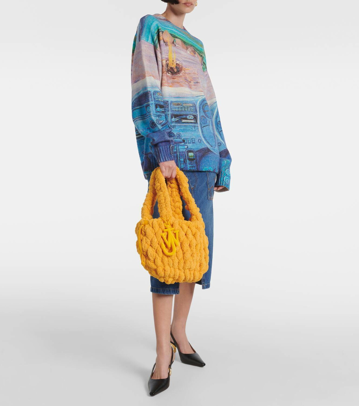 J W ANDERSON★ ブランケット スモール シェニール ショッパー JW Anderson Women's Small Blanket Shopper in Dark Brown JW