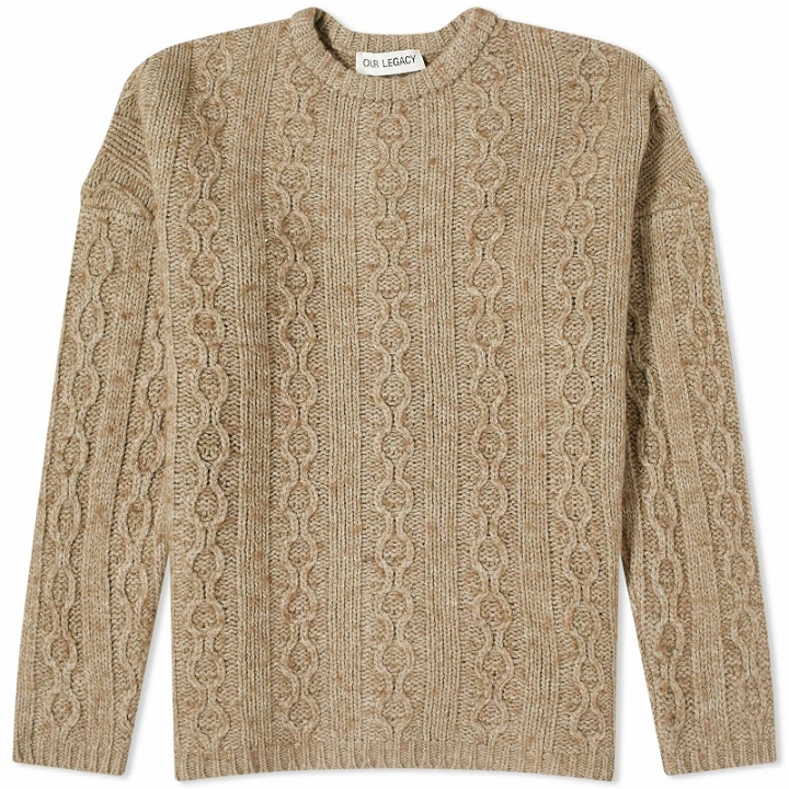 Photo: Our Legacy Men's Popover Roundneck Sweater in Peafowl Funky Chain Knit