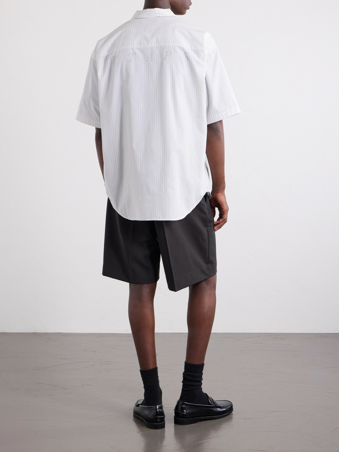 WTAPS - Logo-Appliquéd Striped Poplin Shirt - Gray
