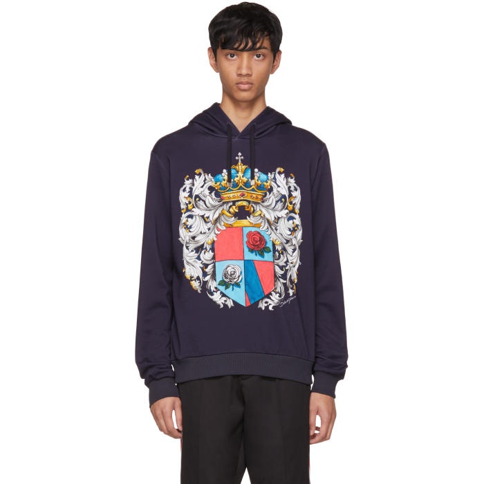 Photo: Dolce and Gabbana Navy Coat of Arms Hoodie