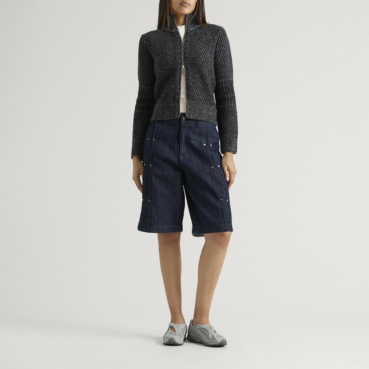 Dime Women's Pleated Baggy Denim Short in Indigo