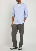 Moncler Logo-appliquéd Cotton Shirt Blue