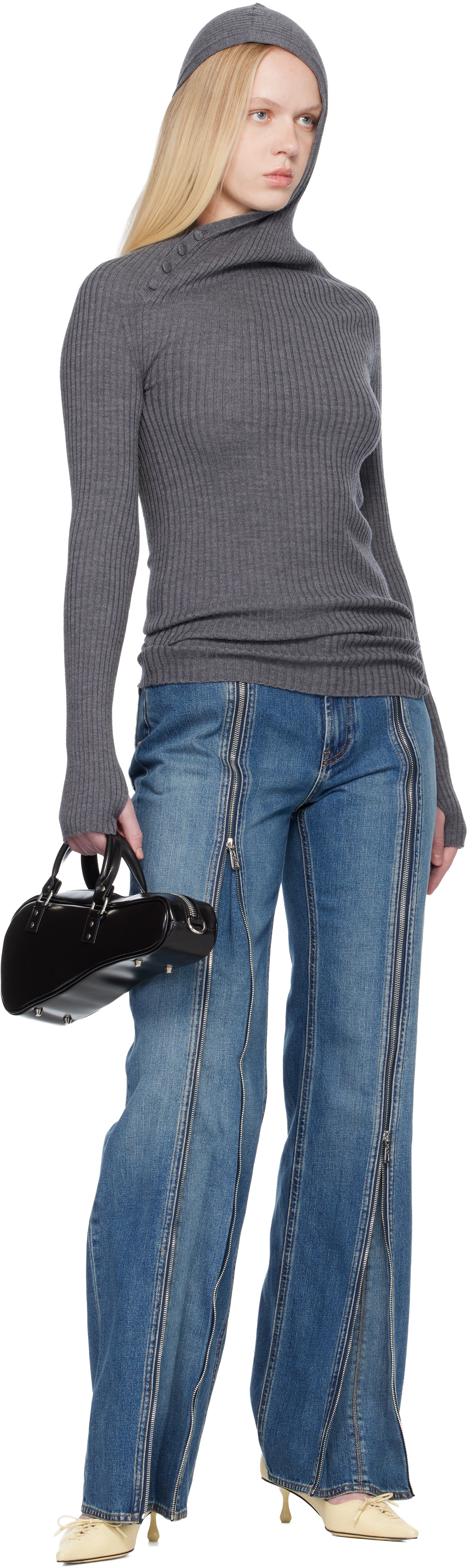 Jean Paul Gaultier Gray Asymmetric Hoodie