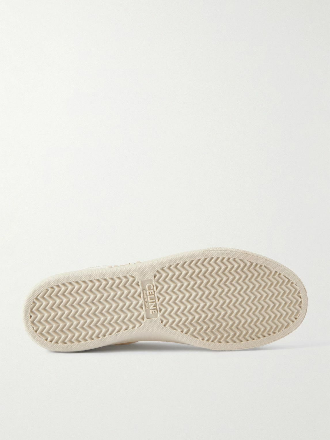 CELINE - Leather-Trimmed Logo-Embroidered Canvas Sneakers - White