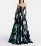 Markarian Laila floral brocade bustier gown