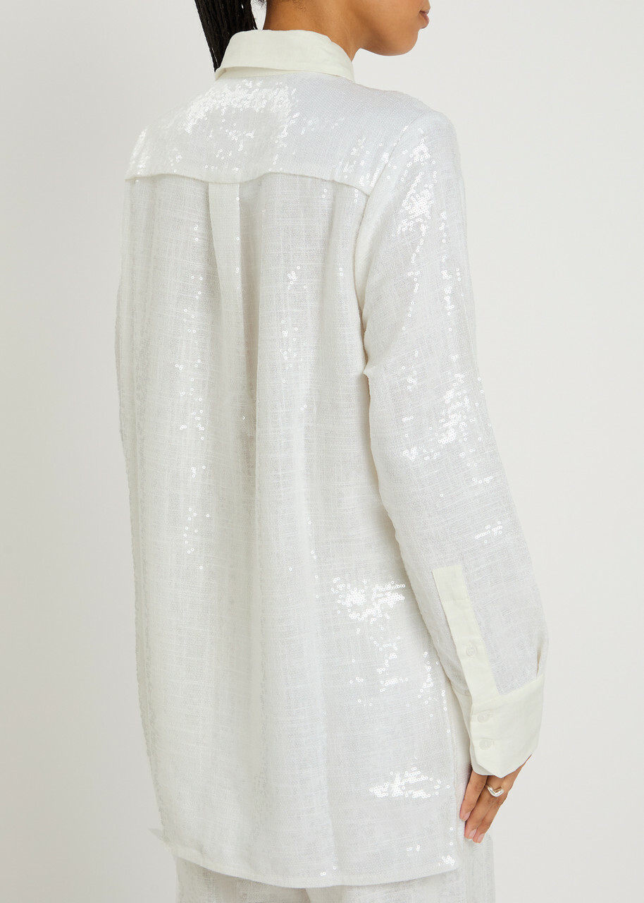 16 Arlington Marley Sequined Shirt White