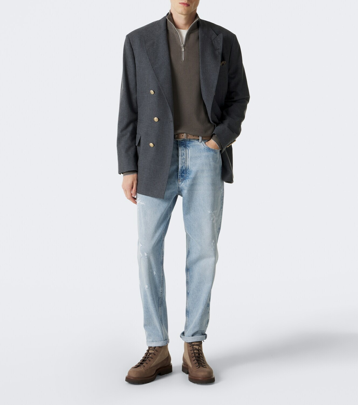 Brunello Cucinelli Ribbed-knit half-zip cotton sweater