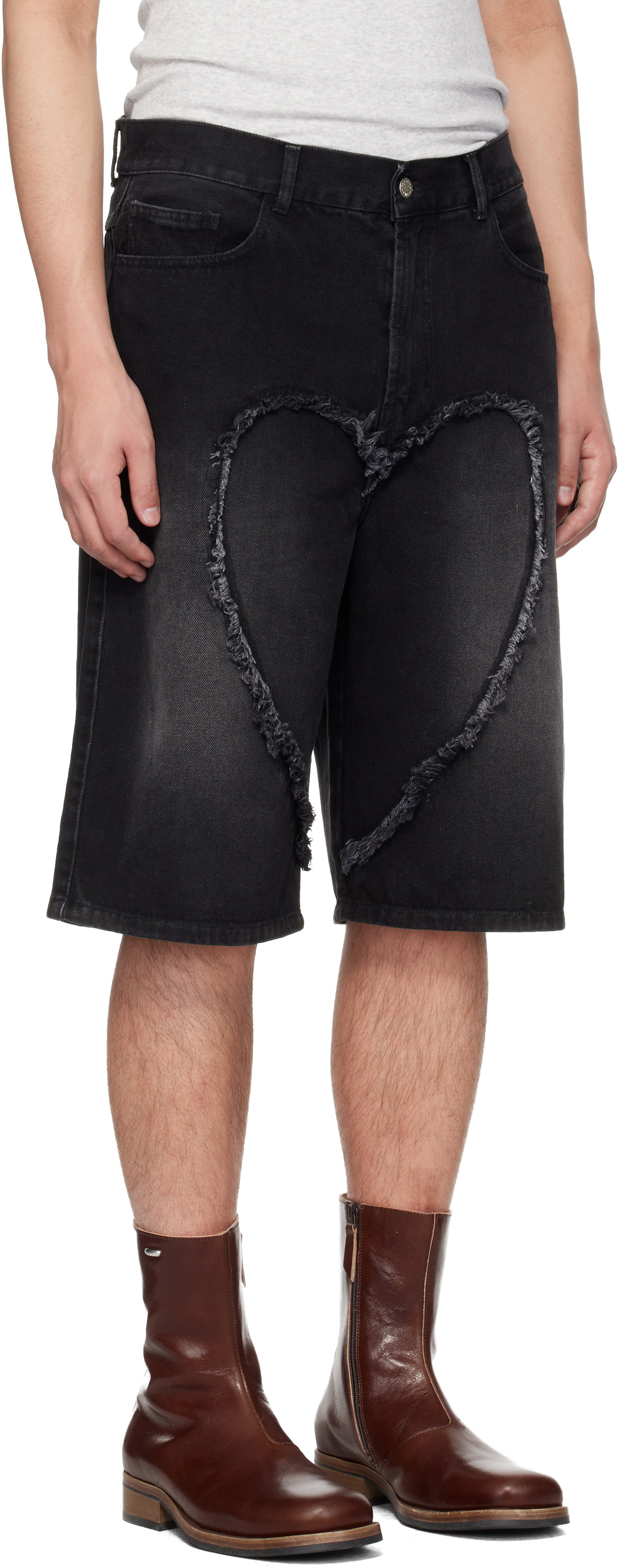 Carne Bollente SSENSE Exclusive Black Love Denim Shorts