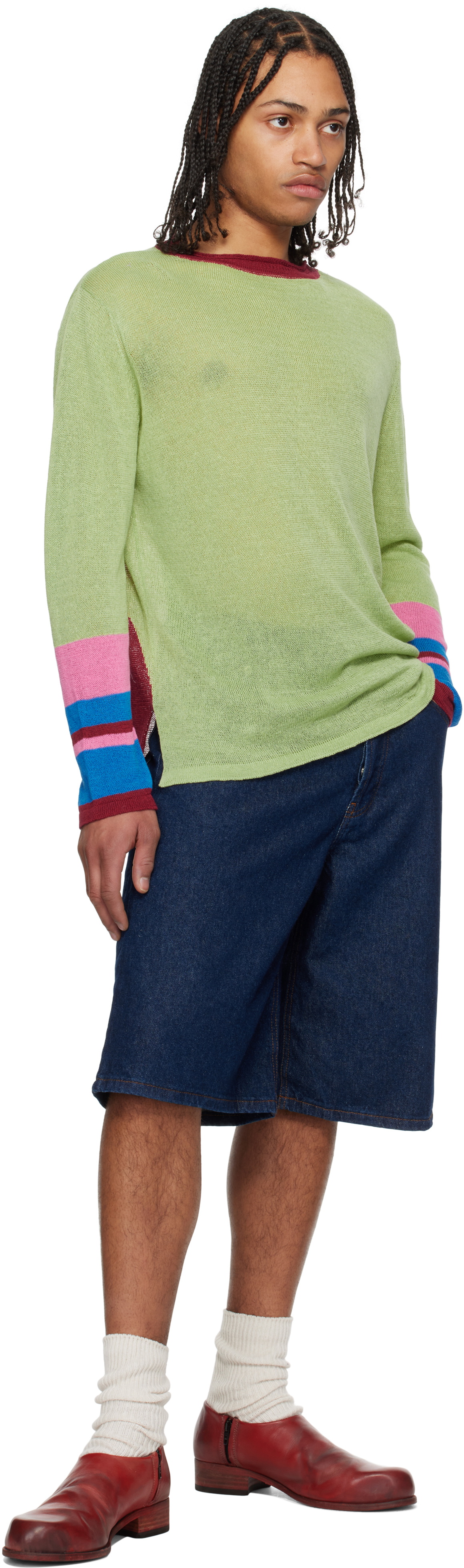 Edward Cuming Indigo Lightweight Denim Circle Window Shorts