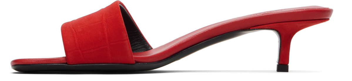 Loulou de Saison Red Sarafina Kitten Mule Heeled Sandals