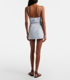 SIR Pinstripe cotton-blend wrap skirt