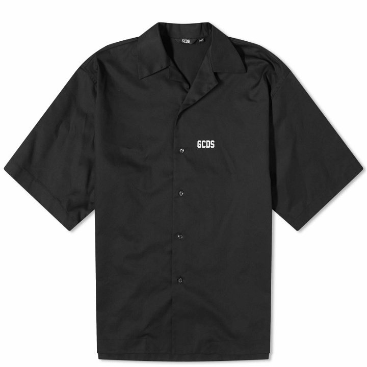 Photo: GCDS Men's Low Band Logo Bowling Shirt in Black