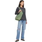 ANINE BING Green Leah Logo Raffia Bag