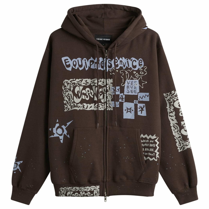Photo: YESEYESEE Women's Scanned Zip-up Hoodie in Dark Brown