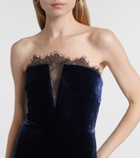 Roland Mouret Lace-trimmed velvet corset gown