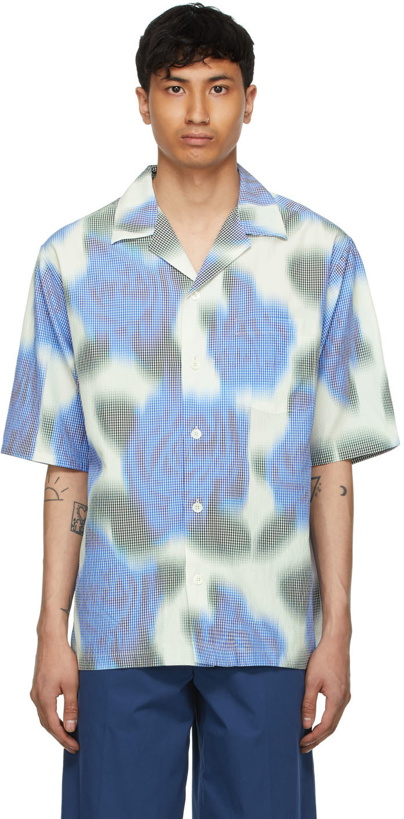 Photo: Kenzo White & Blue Viscose Check Short Sleeve Shirt