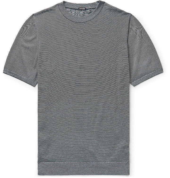 Photo: Kiton - Striped Cotton T-Shirt - Blue