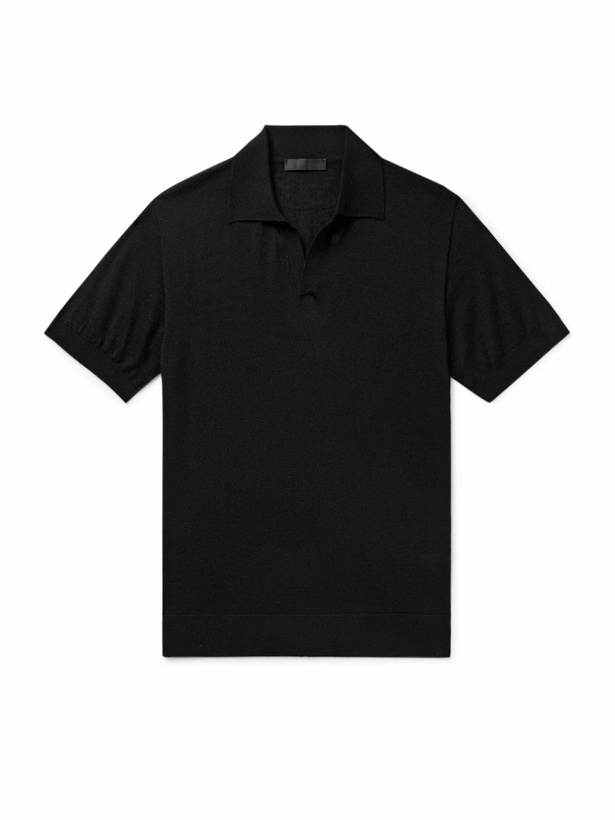 Photo: Saman Amel - Capell Slim-Fit Cashmere and Silk-Blend Polo Shirt - Black