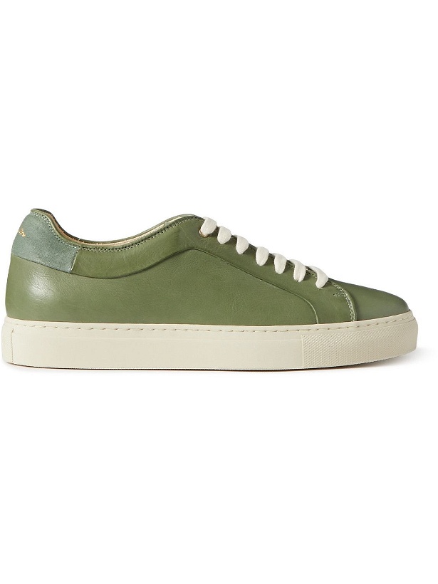Photo: Paul Smith - Basso Suede-Trimmed Leather Sneakers - Green