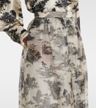 Max Mara Elegante Sabbia printed silk organza maxi skirt
