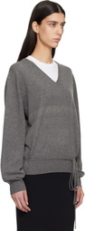 LE17SEPTEMBRE Gray Cashmere Blend Wholegarment V-Neck Sweater