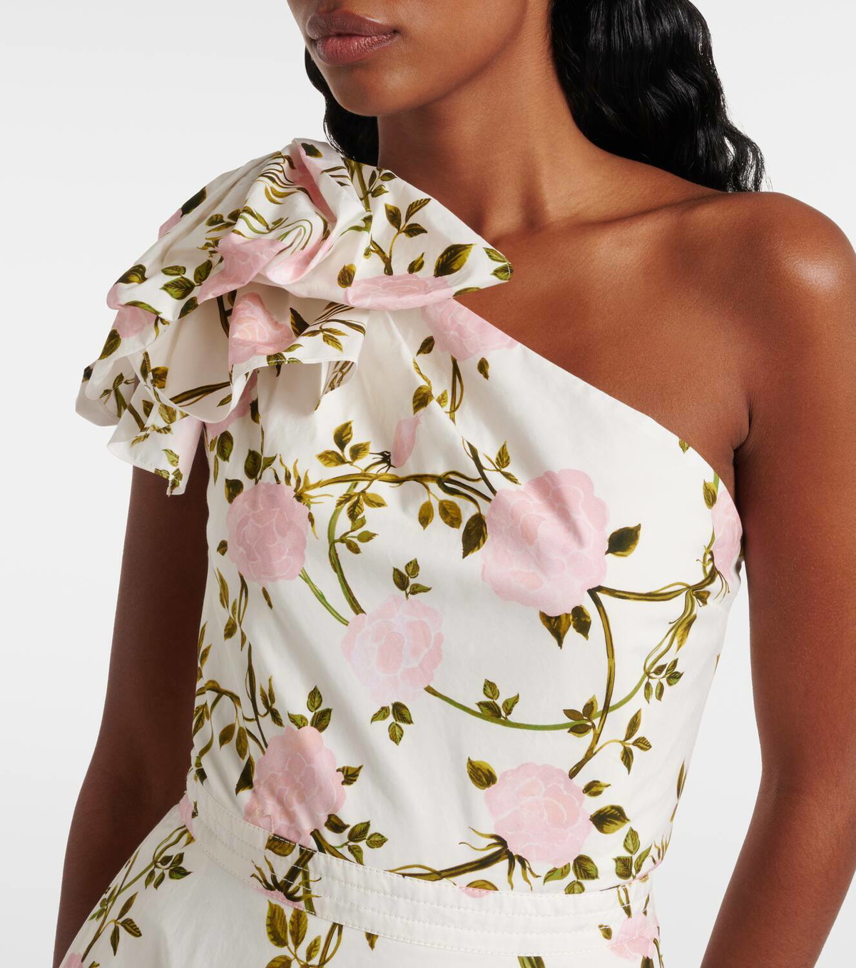 Giambattista Valli One-shoulder ruffled cotton cocktail dress