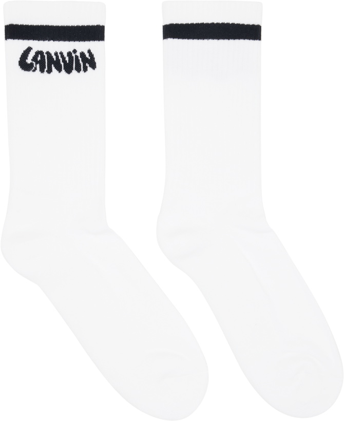 Photo: Lanvin White 'Lanvin' Cotton Socks