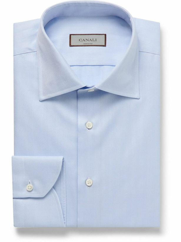 Photo: Canali - Herringbone Cotton Shirt - Blue