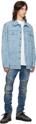 Balmain Blue Monogram Buttoned Denim Jacket