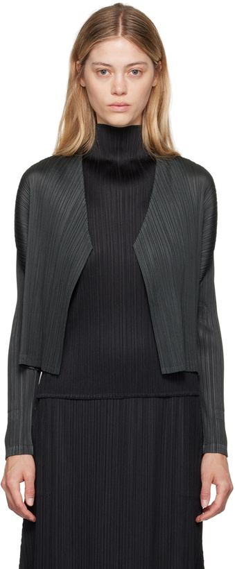 Photo: PLEATS PLEASE ISSEY MIYAKE Gray Monthly Colors May Cardigan
